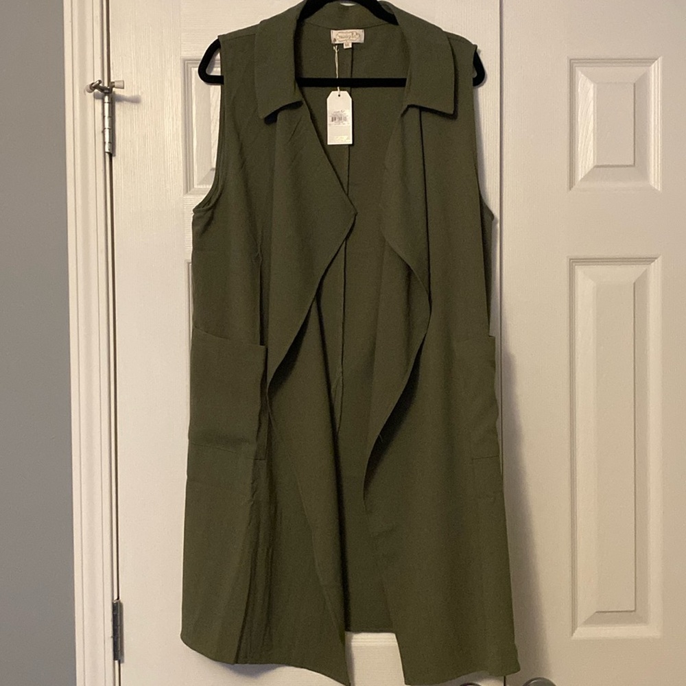 Mudpie Army Green Longline Vest